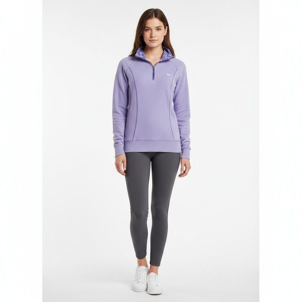PINK by Victoria Secret XS Purple Quarter Zip Fleece Sweatshirt Dog Logo